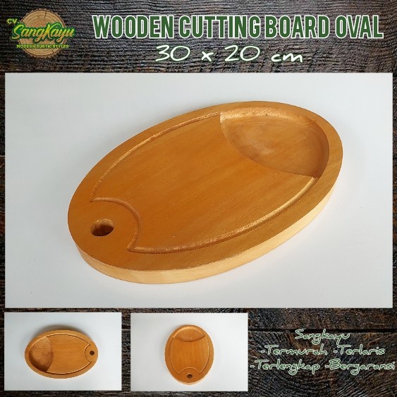 Nampan talenan kayu jati mahoni wooden cuttingboard oval line edge 07 - Kayu mahoni