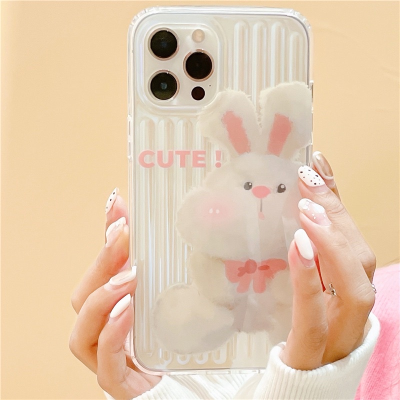 Hologram Bunny Softcase Cute Lucu for iphone 7/8+ XS XS Max XR 11 Pro Max 12 Pro Max