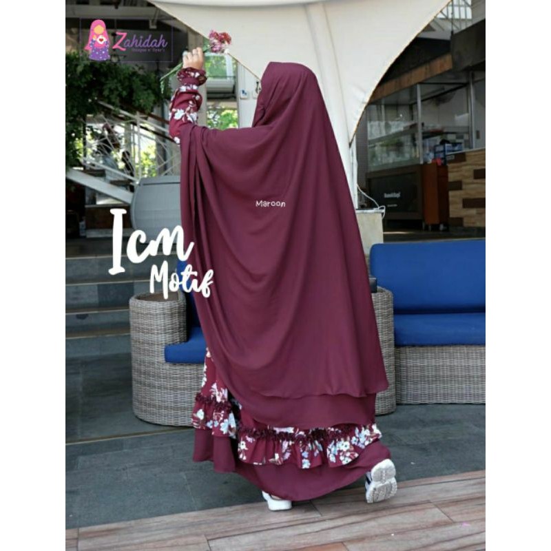 Gamis Zahidah ICM maroon XL