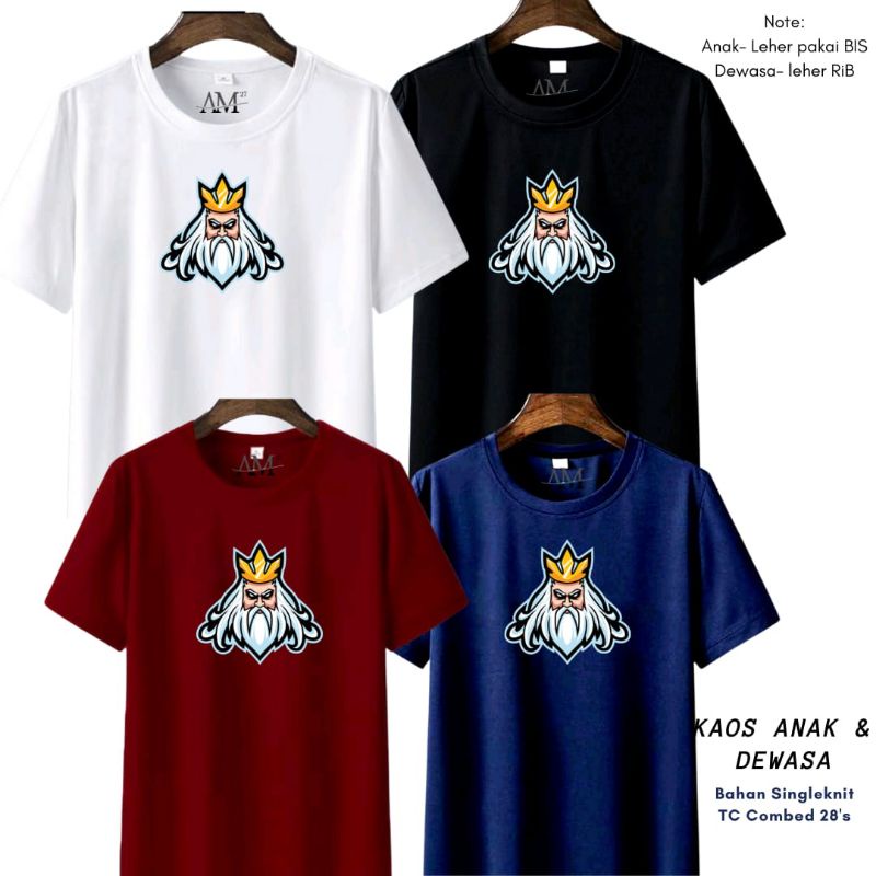 Baju Kaos Anak Cowok 3-12 tahun - Remaja- Dewasa S- 7XL-XXXL Jumbo ML King