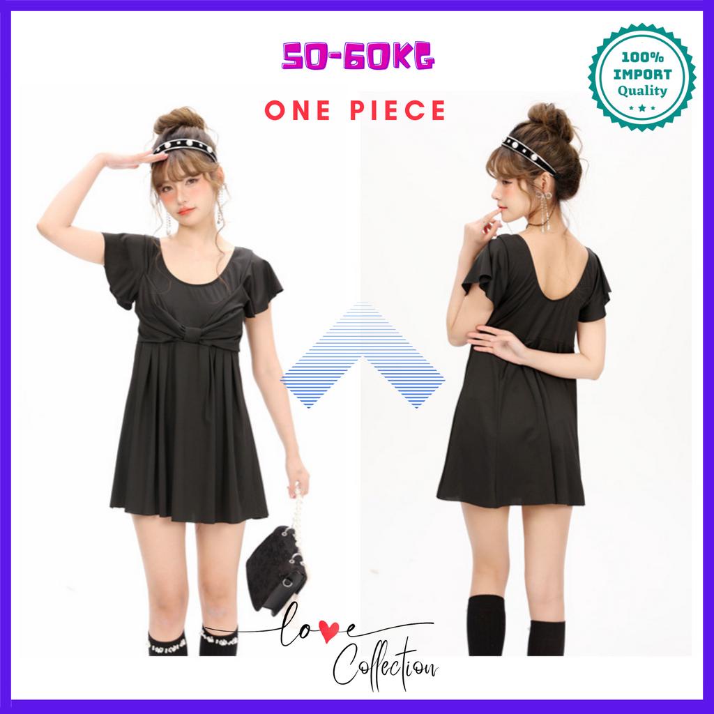 Swimsuit Wanita One Piece Hitam Impor Big Size Baju Pantai Dress Elegant Baju Renang Sexy Korea Styl