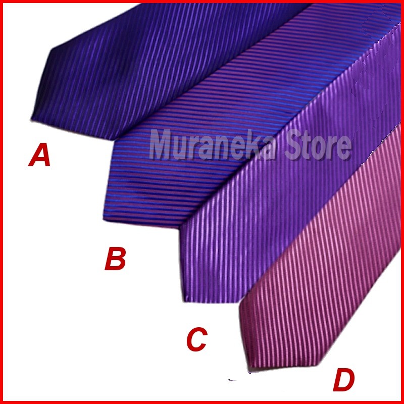 Dasi Garis Salur Ungu Formal Panjang Biru Kerja wisuda wedding bca jas Cowok Dewasa Pengantin Kantor