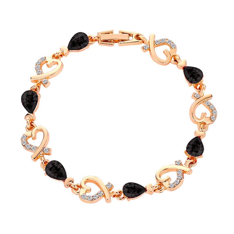 Gelang Rantai Emas Adjustable Desain Hati Hias Kristal Zircon Untuk Wanita