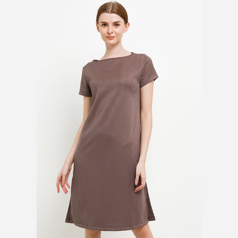 Tolliver Boat Neck Split Dress Wanita