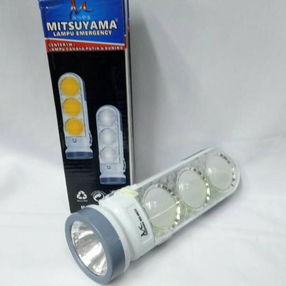 Lampu Emergency Mitsuyama MS-6033 Lampu Cas Senter Cahaya Putih Dan KuningLampu Emergency Mitsuyama