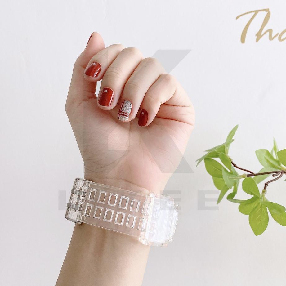 2 in 1 Transparent Strap for Apple Watch 7 41mm 45mm iWatch Clear Glacier Band Smartwatch T55 T500 4