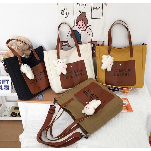 Tote Bag Wanita yang Stylish untuk Aktivitas Sehari-hari Tas Wanita Import iBag GTF 329 Bahan Kulit Kanvas Premium Tote Bag