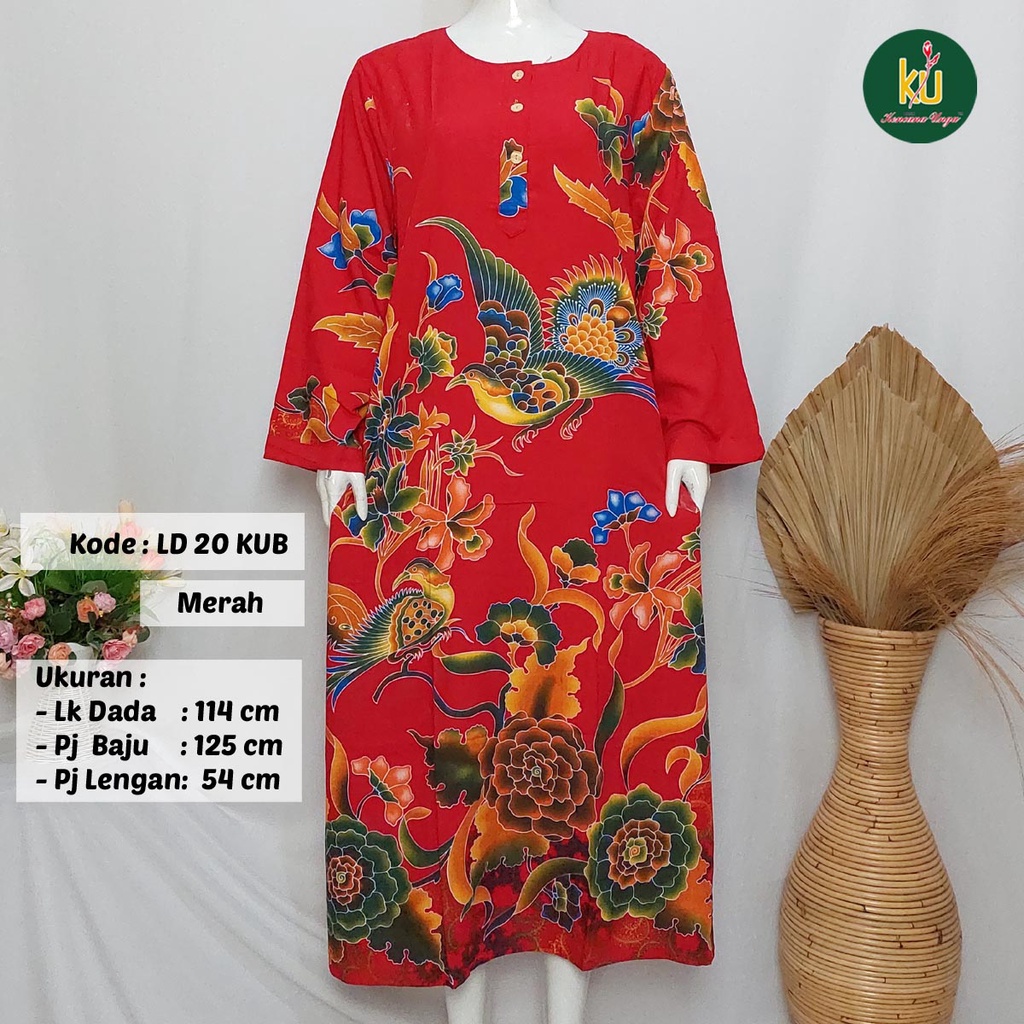 COD LD 20 KUB | DASTER PANJANG KENCANA UNGU ASLI LABEL BIRU | LongDress Wanita Lengan Panjang Busui ini-Merah J