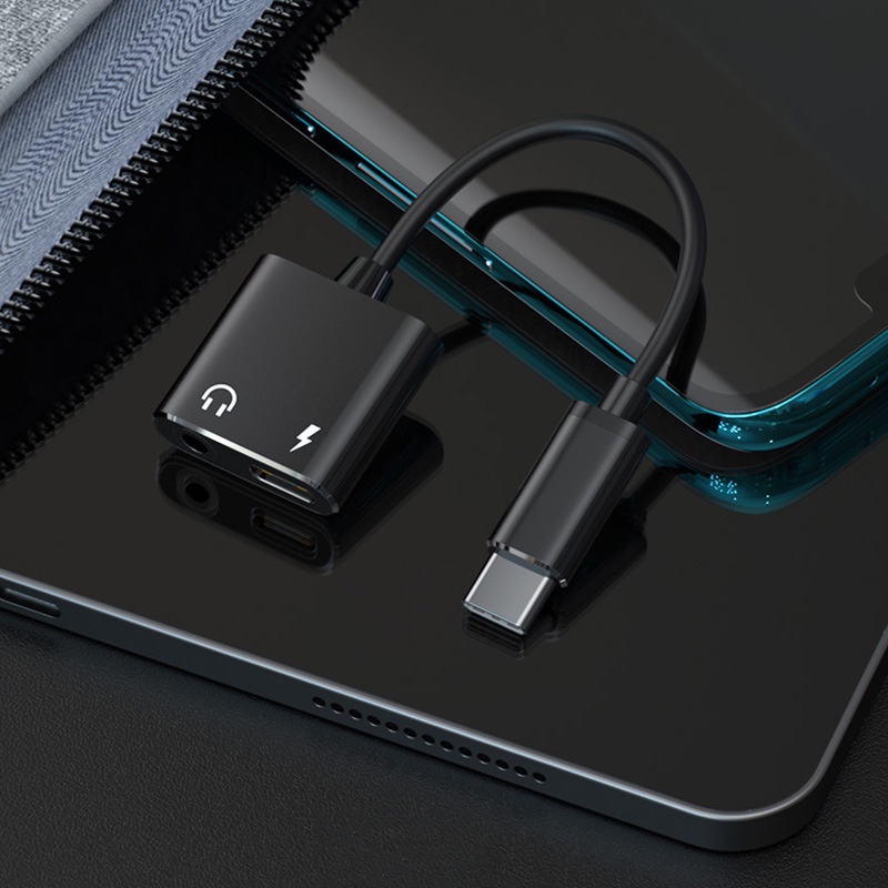 Adaptor Splitter Charger Headphone 2 in 1 Tipe C Dengan Jack Earphone 3.5mm Untuk Xiaomi 8 9 Huawei Samsung