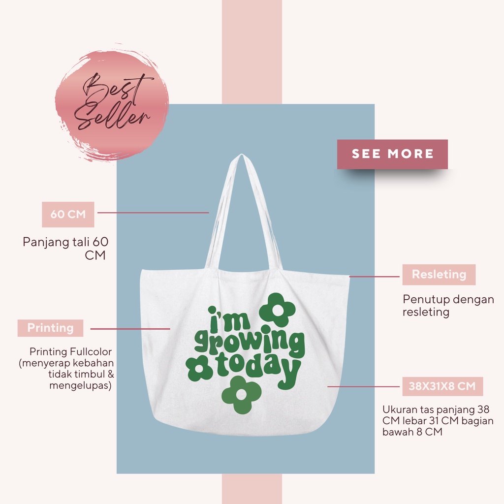 [Vol3] Totebag Kanvas Resleting aesthetic cute Kekinian Totebag Kanvas Landscape Muat Laptop By Can Boom Official