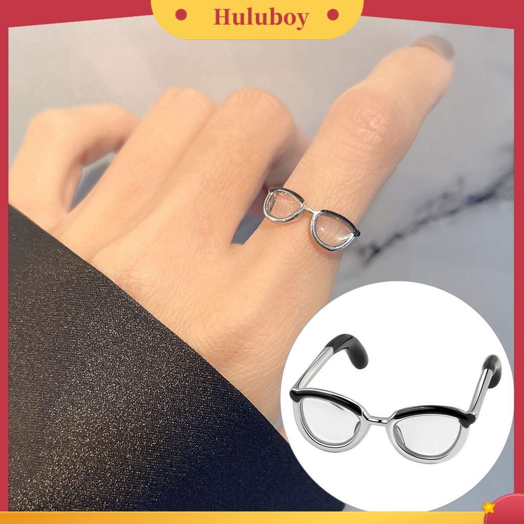 Hu Hu Hu Hu Hu Alat Bantu Pasang Kacamata♡ Cincin Model Terbuka Bahan Tembaga Desain Kacamata Gaya Simpleunik Adjustable Untuk Wanita