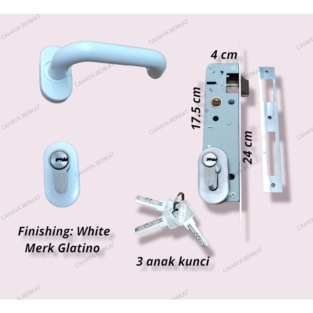 Door Lock Aluminium Glatino Stainless / Kunci Pintu Roses HARGA AGEN