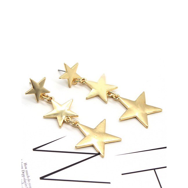 LRC Anting Tusuk Fashion Gold Star Tassel Earrings D07684