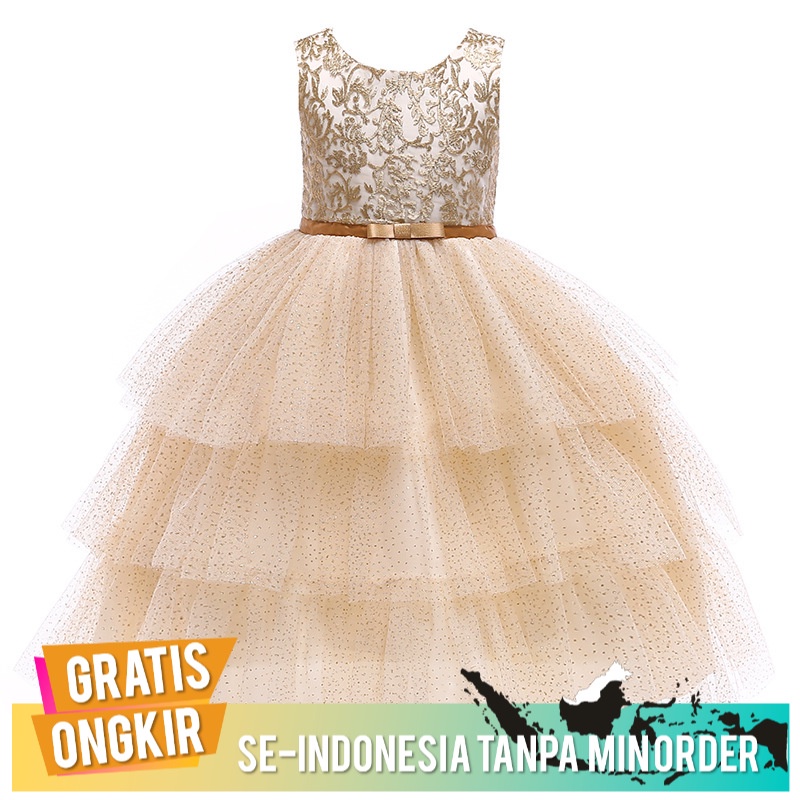 Gaun Pesta Anak Perempuan Tahun Baru  Renda    Putri  Eropa dan Amerika  Kemeja Natal -anak