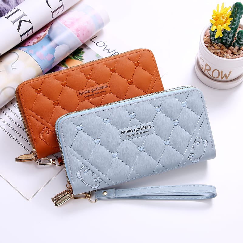 ASIN829 Dompet Wanita Long Zipper Fashion Coin Wallet D307 Fashion Wallet Multifungsi Folding Wallet/Bahan Butik Impor/Dua Ritsleting