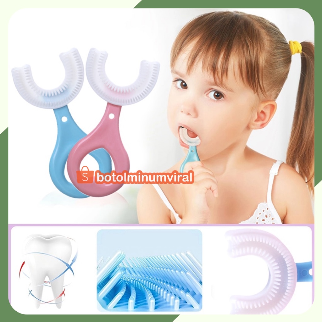 Sikat Gigi Anak U Silikon Bayi Balita Anak Bentuk U 360° Silicone Toothbrush Baby Type U Bisa Untuk Usia 2 / 3 / 4 / 5 / 6 / 7 / 8 / 9 / 10 / 11 / 12 Tahun