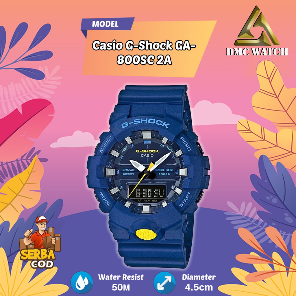 Jam Tangan Pria Casio G-Shock GA-800SC 2A 800 SC Blue Original BM