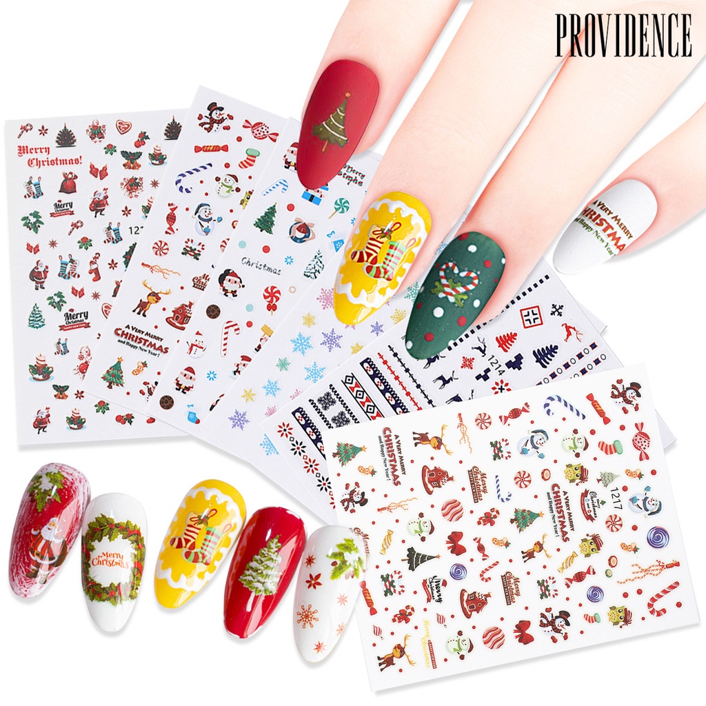 Providence 11Pcs/Set Christmas Patterns Nail Sticker DIY Colorful 3D Nail Snowflakes Christmas Gifts Decals for Winter