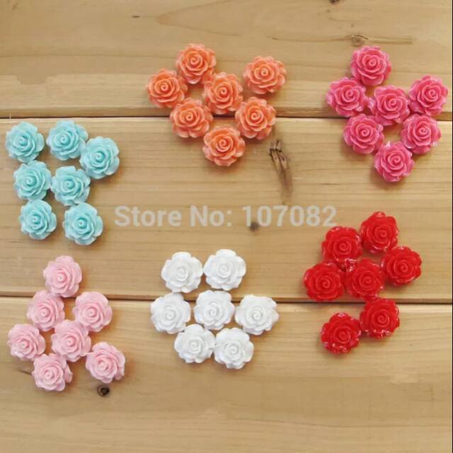 Resin Bunga mawar Rose resin 14mm Bahan decocase bahan craft Bahan tasbih digital Bunga Mini