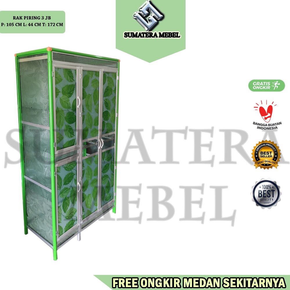 RAK PIRING ALUMINIUM 3 PINTU JUMBO