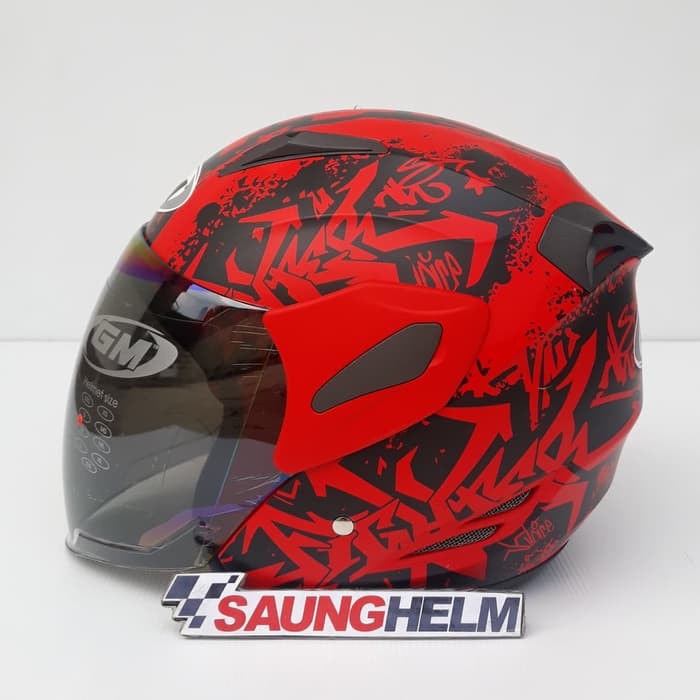 HELM GM FIGHTER MOTIF GRAFITY 2 RED DOFF BLACK
