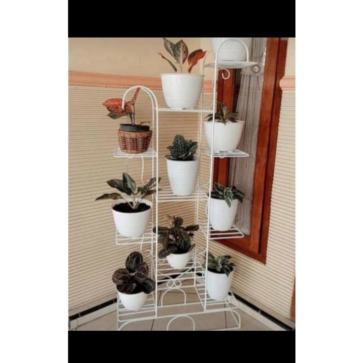STANDING RAK POT 10 TINGKAT/STANDING RAK POT HIAS BUNGA BESI 10 SUSUN  DIAMETER  20 CM