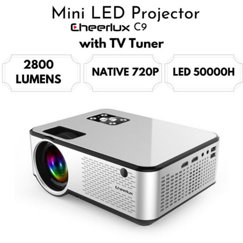 CHEERLUX MINI LED PROJECTOR C9 TV TUNER 2800 LUMENS