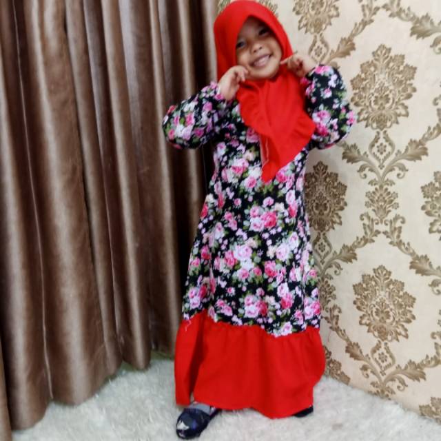 GAMIS ANAK PEREMPUAN MURAH BAHAN KATUN FREE HIJAB CERUTY BABYDOLL