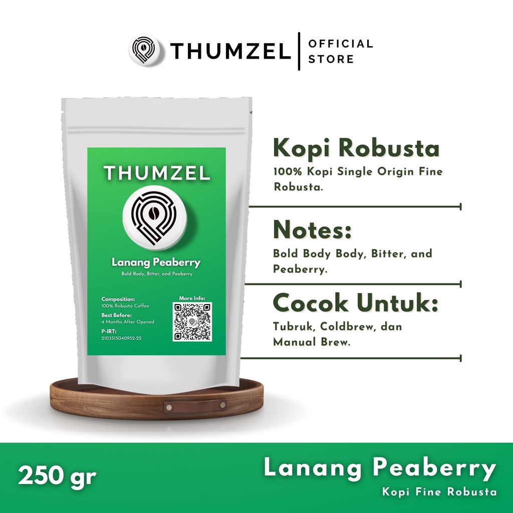 

Kopi Fine Robusta Lanang Peaberry - Biji / Bubuk (250gram)