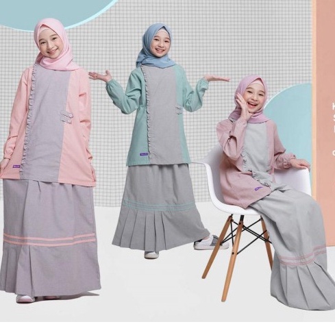 PROMO NIBRAS TEEN NT 61 061 TURQUOISE DUSTY PINK PEACH SET SETELAN ROK ATASAN DAN BAWAHAN ANAK PEREM