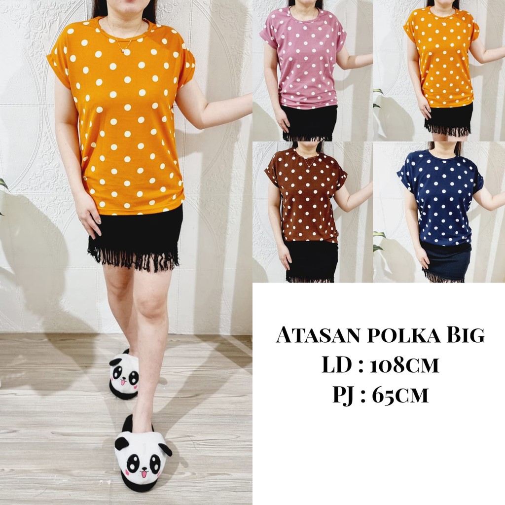 A01MT # KAOS CORAK POLKA BIG / KAOS WANITA / KAOS CORAK / KAOS MURAH