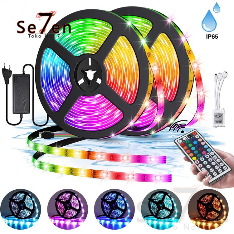 54D Led Strip RGB 5050 IP65 12V Remote 10M 2 Cabang Lengkap