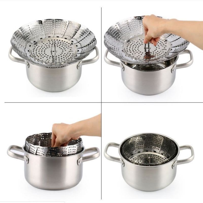 Steamer tray foldable alas kukusan lipat panci kuali serbaguna