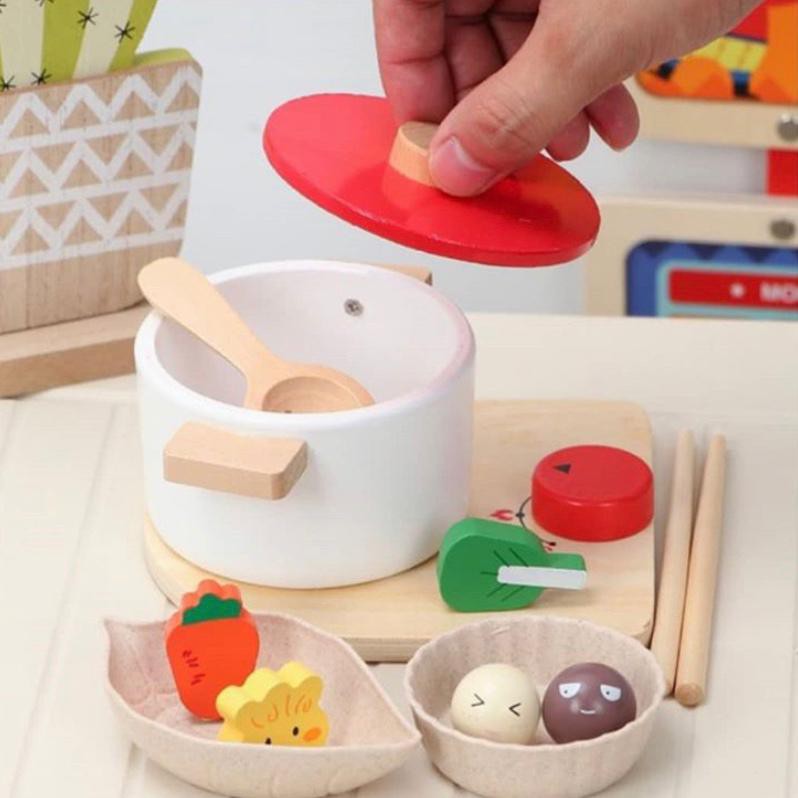 Zoetoys Vegetable Hot Pot Set B | Pretend Play Wooden Kitchen | Mainan Masak-masakan