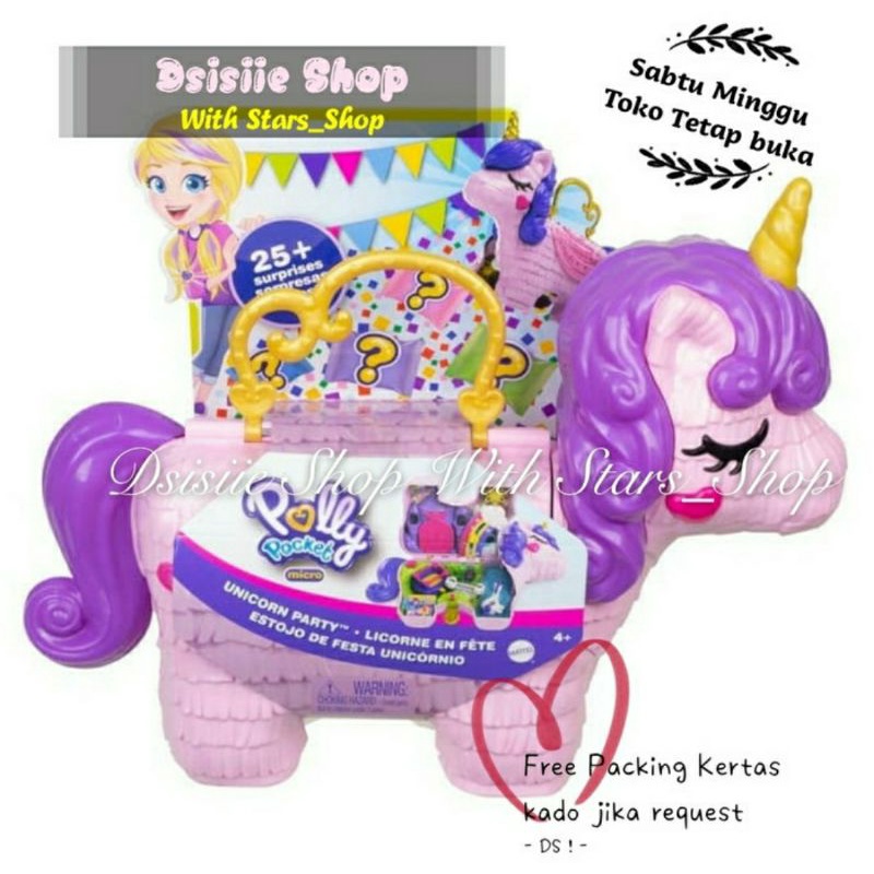 Polly Pocket Unicorn Party Large Compact Playset Original / Figure Set