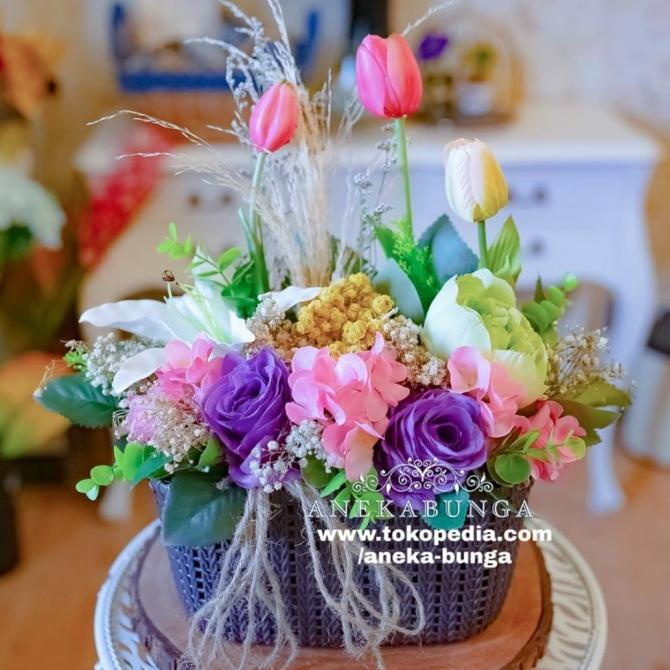 Rangkaian Pot Bunga Plastik Palsu Artificial Flower Grand Opening Toko