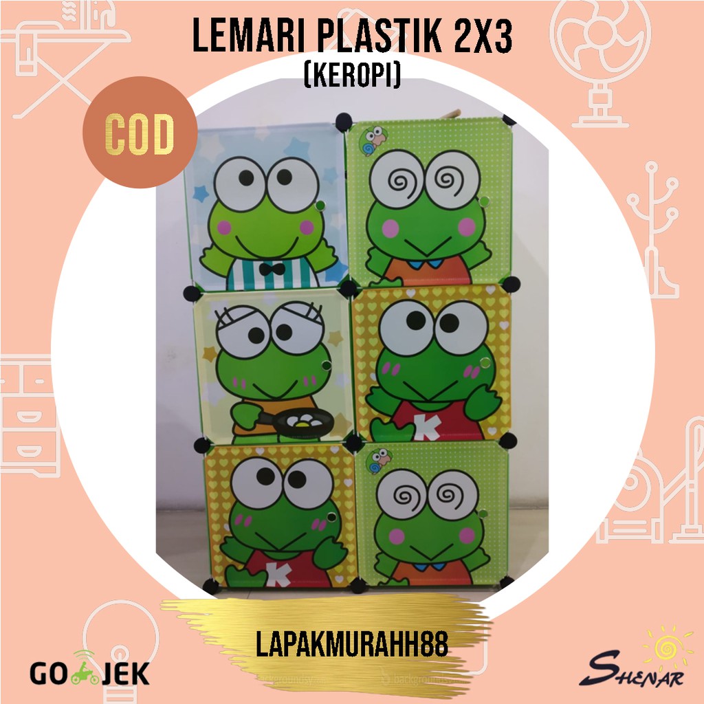 LEMARI PAKAIAN (2X3)/LEMARI SERBAGUNA/RAK SUSUN PLASTIK/LEMARI BAJU/LEMARI 6 PINTU-KEROPI