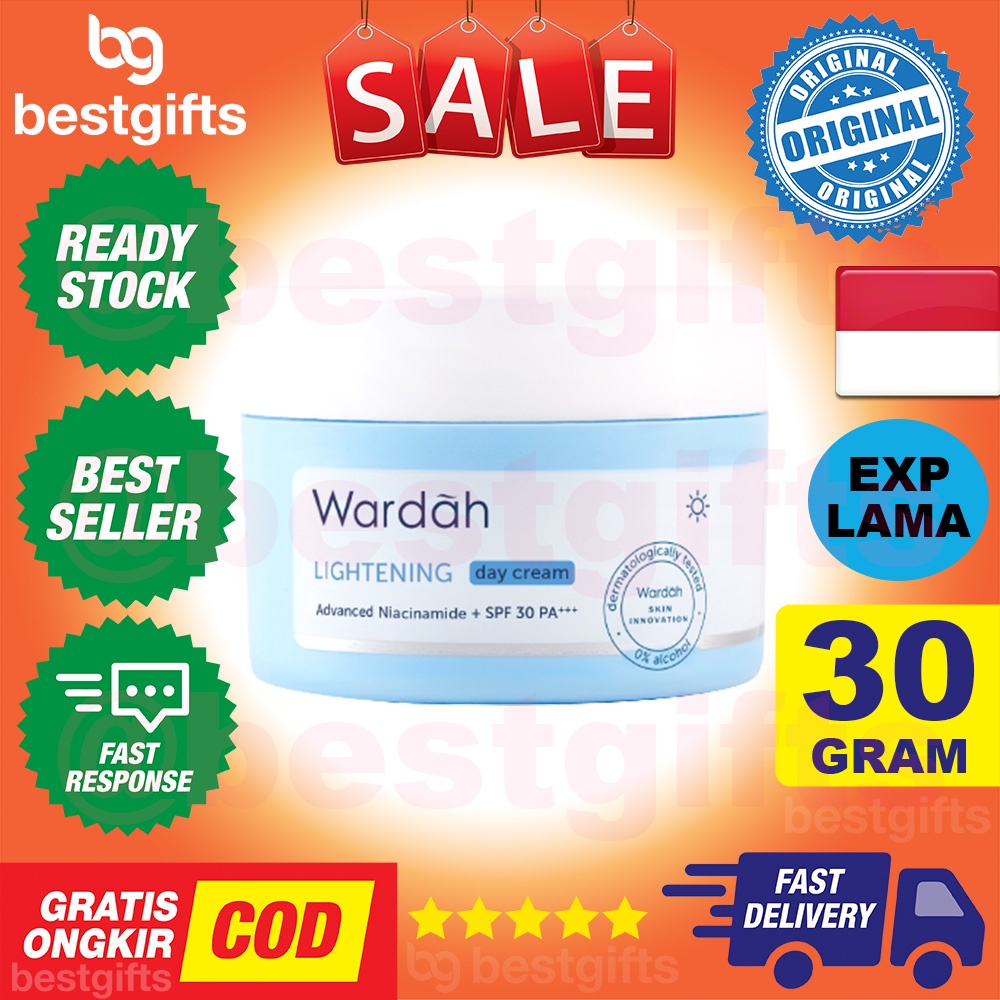 WARDAH LIGHTENING DAY CREAM SPF 30 KRIM SIANG MELEMBABKAN MELINDUNGI KULIT WAJAH HALUS LEMBUT 30 GRAM