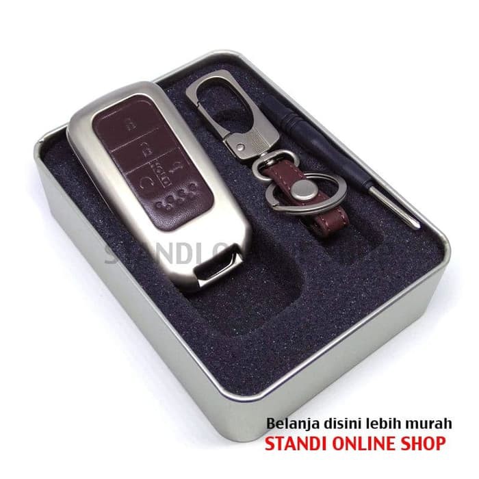 Sarung Kunci Remote Smartkey Cover Alloy Honda All New Civic Turbo Coklat