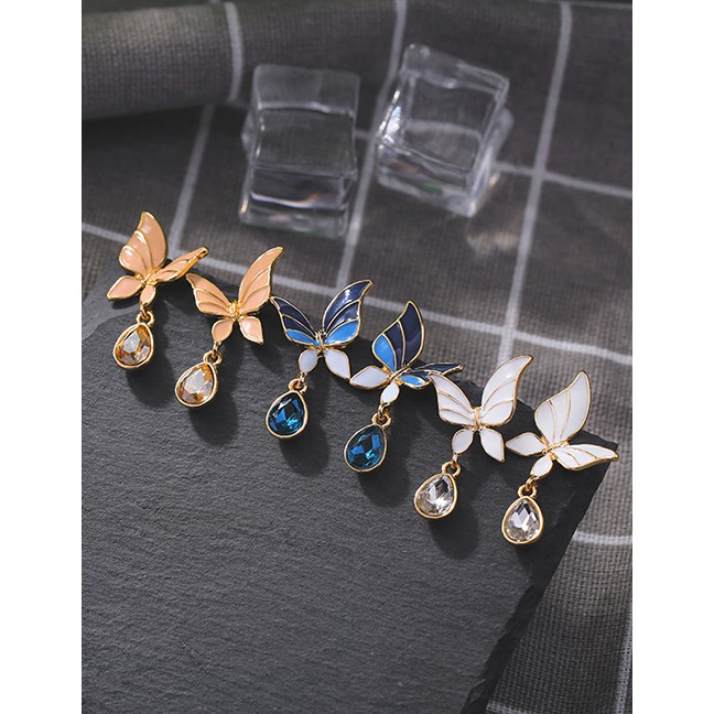 LRC Anting Tusuk Fashion Drop Glaze Drop Gemstone Butterfly Earrings D37734