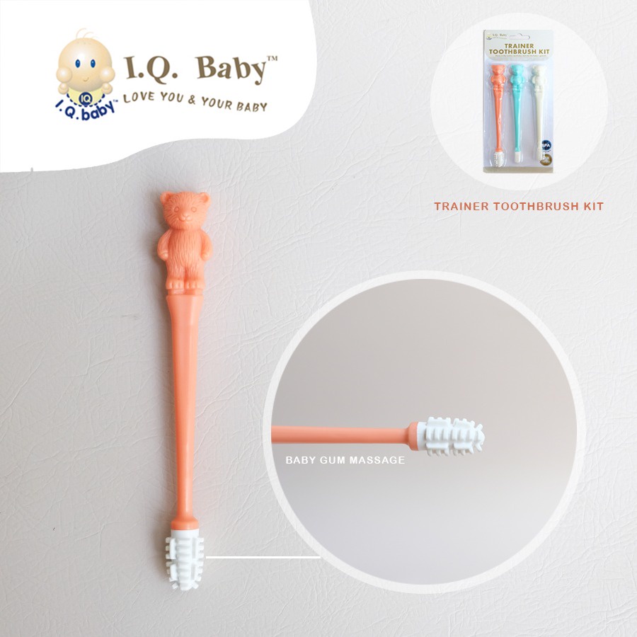 I.Q. BABY Sikat Gigi Bayi dan Anak bentuk Beruang isi 3pcs - 3pcs Bear Shape Training Toothbrush