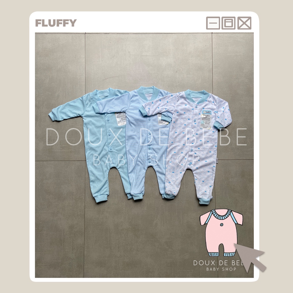 [MOMMYONLINE] Fluffy Jumper Bayi size S 3 - 6 bulan Fluffy Jumpsuit / Baju Kodok Buka Kaki Baby Fluffy (Panjang) Warna Blue Series