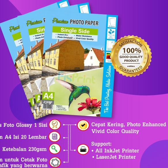 

✯ KERTAS FOTO GLOSSY A4 230GSM PHOTO PAPER GLOSSY SINGLE SIDE 20 LEMBAR - 230GSM ➳