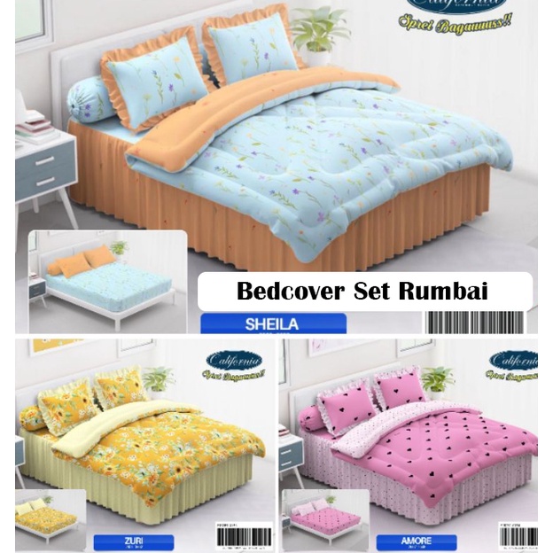 ❤ IJN ❤ Bedcover California King Rumbai Ukuran 180x200 cm Katun Selembut Sutra Kualitas Premium