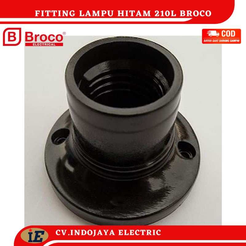 Fiting Lampu Tempel Broco Hitam / Fitting Tempel Broco Bulat