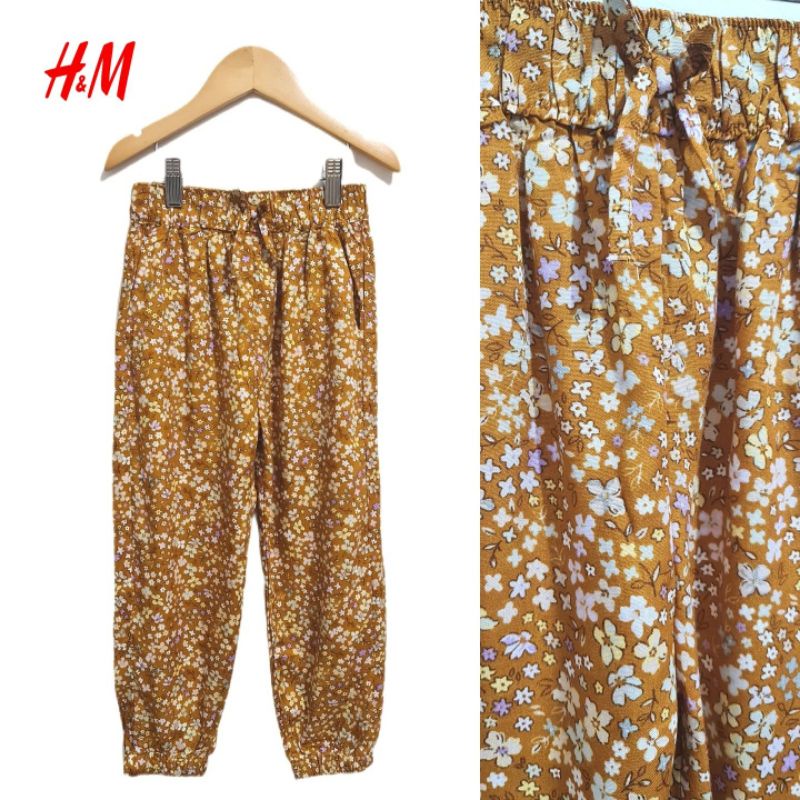 Jogger Rayon Viscose Anak Perempuan HnM Flower Brown Size 1y 2y 3y 4y 5y