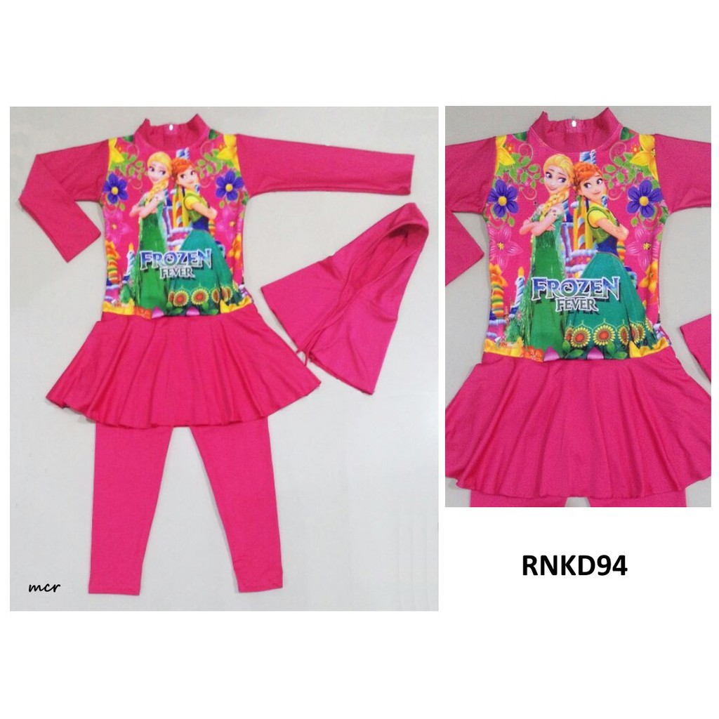 Baju Renang Anak Perempuan Muslim Frozen Fever Pink - RNKD94 - XXL, XXXL, XXXXL