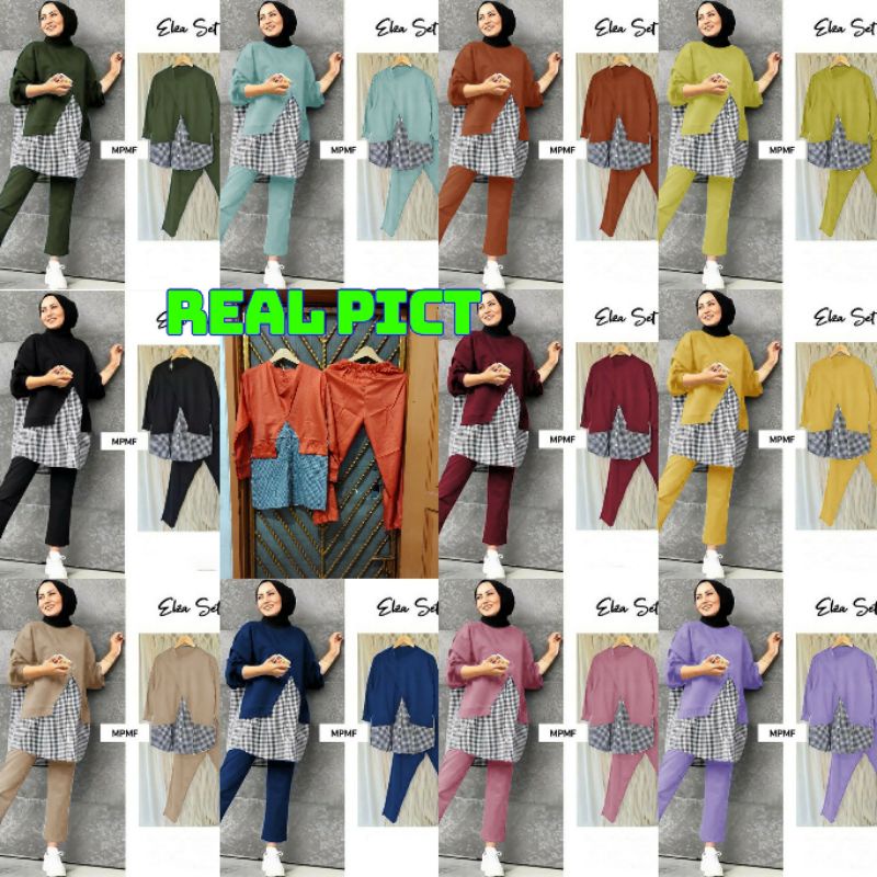 ELZA SET WANITA TERMURAH SETELAN JUMBO WANITA SETELAN WANITA JUMBO STELAN WANITA KEKINIAN SET TUNIK 