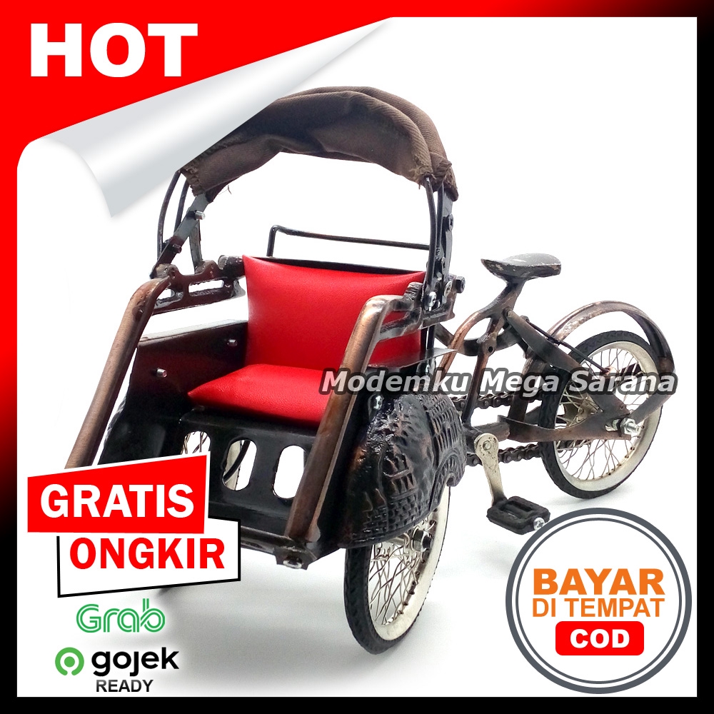 Miniatur Becak Tradisional | Becak Jawa | Miniatur Becak Jogja