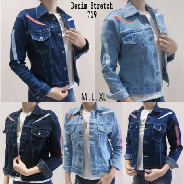 Promo [Bayar DiTempat] ( 1 kg = 2 pcs ) denim jaket wanita keren / jaket jeans cewek off white
